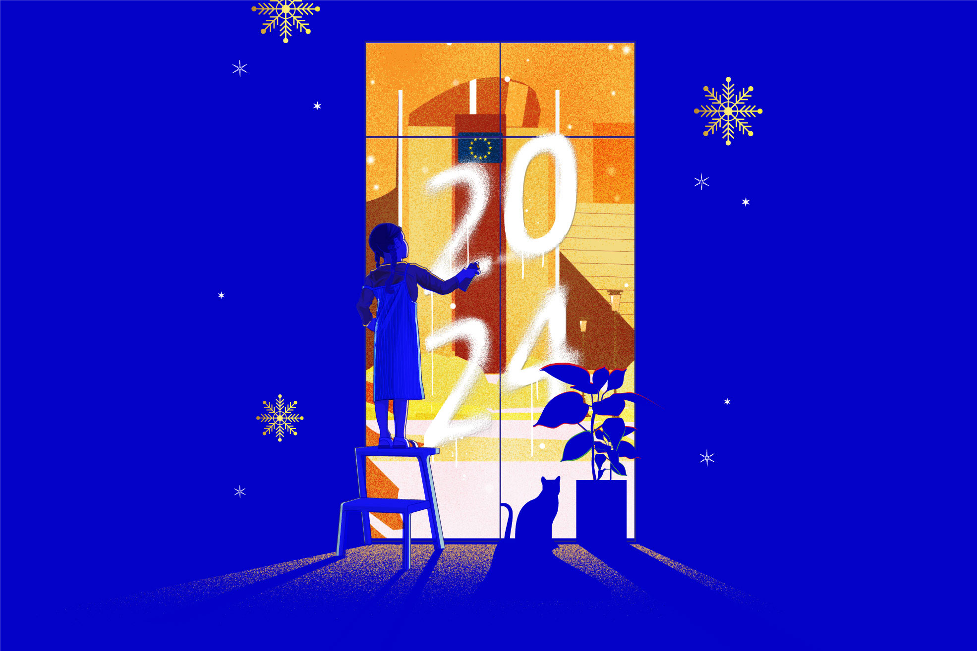 image of the greeting illustration in situation in social media cards formats