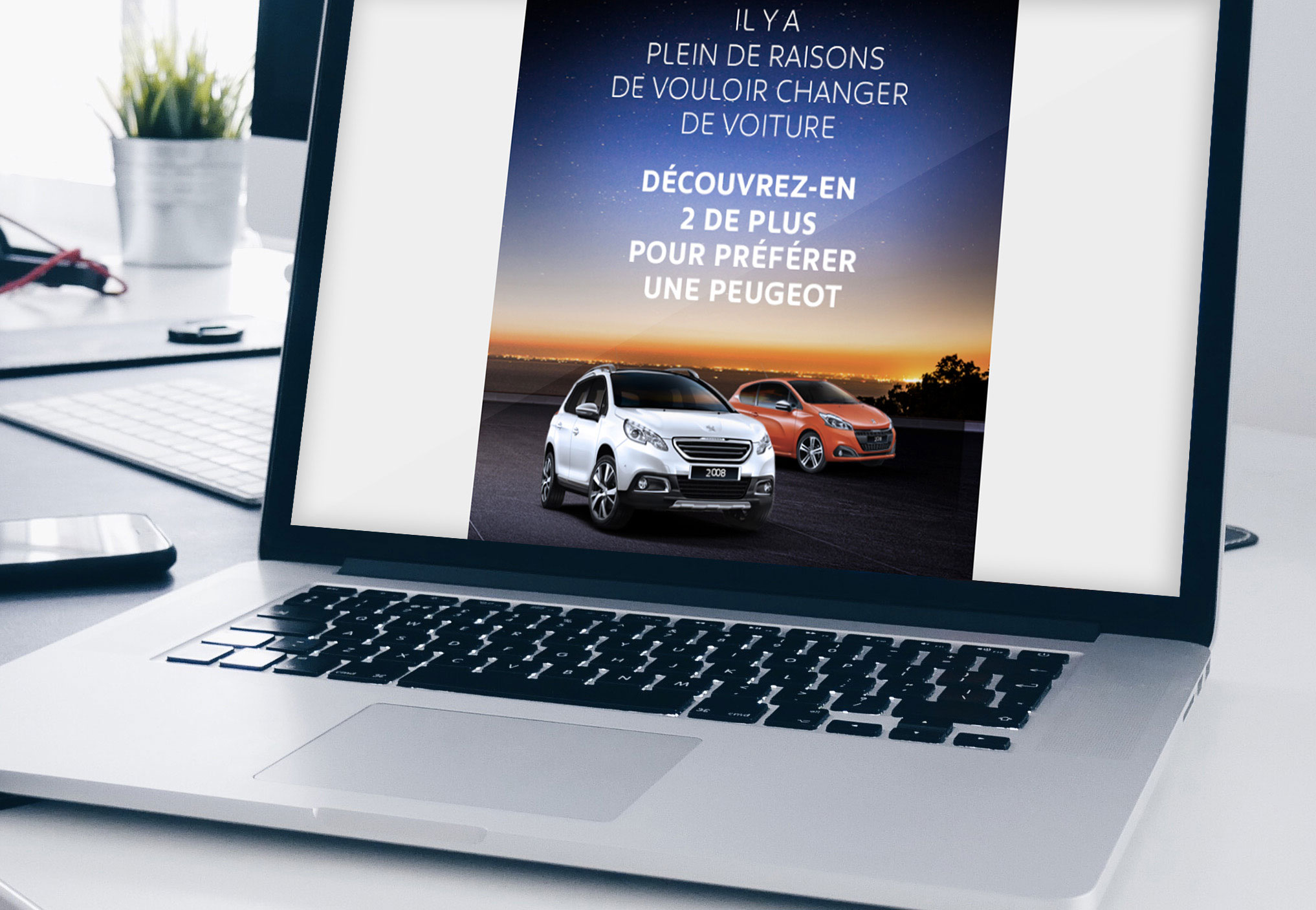 image showing the Peugeot emailing in situation, in a laptop screen