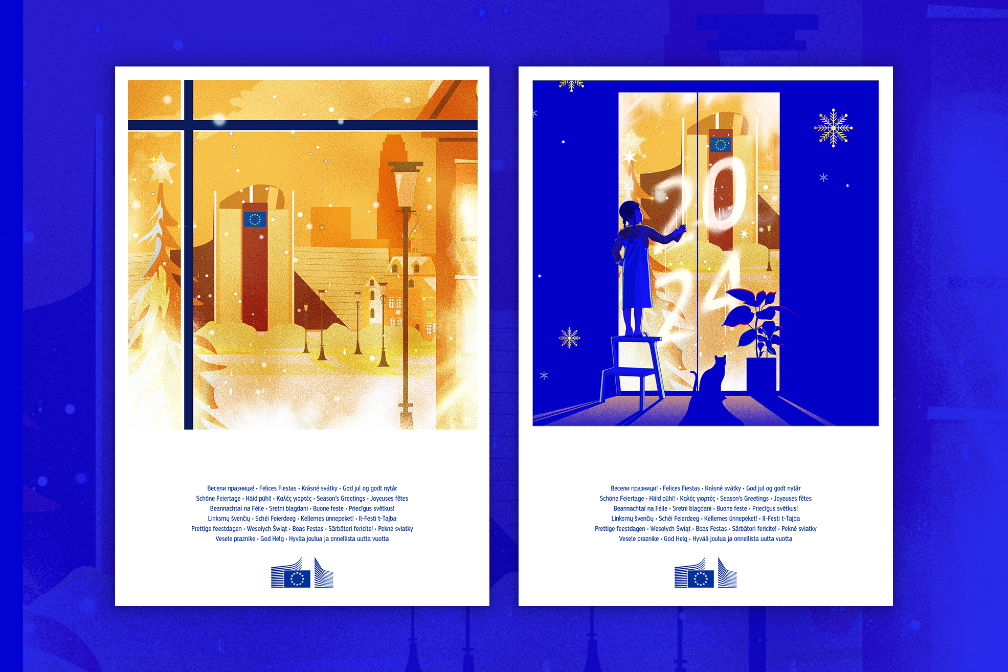 image of the greeting illustration in situation in social media cards formats